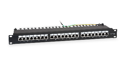 Патч-панель 19''(1U) 24 порта RJ-45 полностью экранированная категория 5e Dual IDC цвет черный WRline''