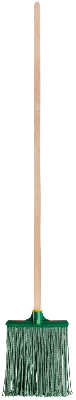 Метла пластиковая №1, плоская мягкая с деревянным черенком 260х330х1480 мм