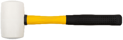 Киянка резиновая белая, фиберглассовая ручка 70 мм (680 гр)