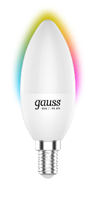 Лампа светодиодная умная LED 5 Вт 470 Лм 2700-6500К Е14 свеча RGBW +изм.цвет.темп.+диммирование управление по Wi-Fi Smart Home Gauss